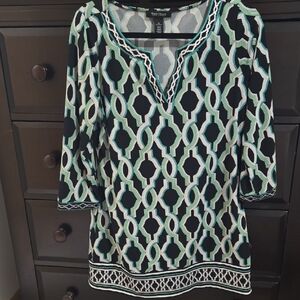 White House Black Market Black Mint Geometric Maxi Dress